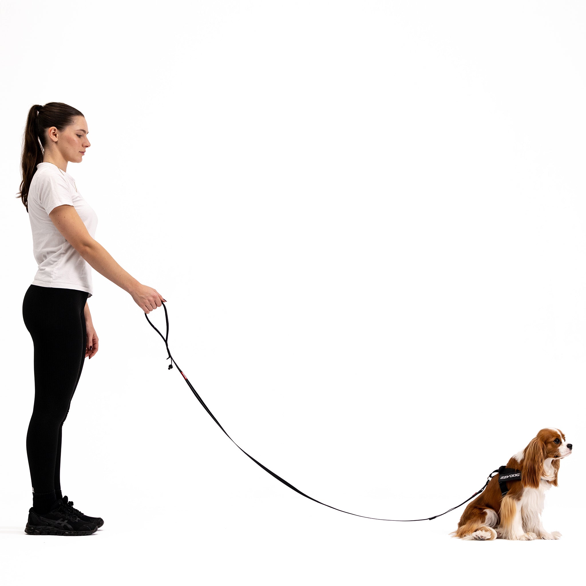 woman and dog with Soft Trainer Leash LITE