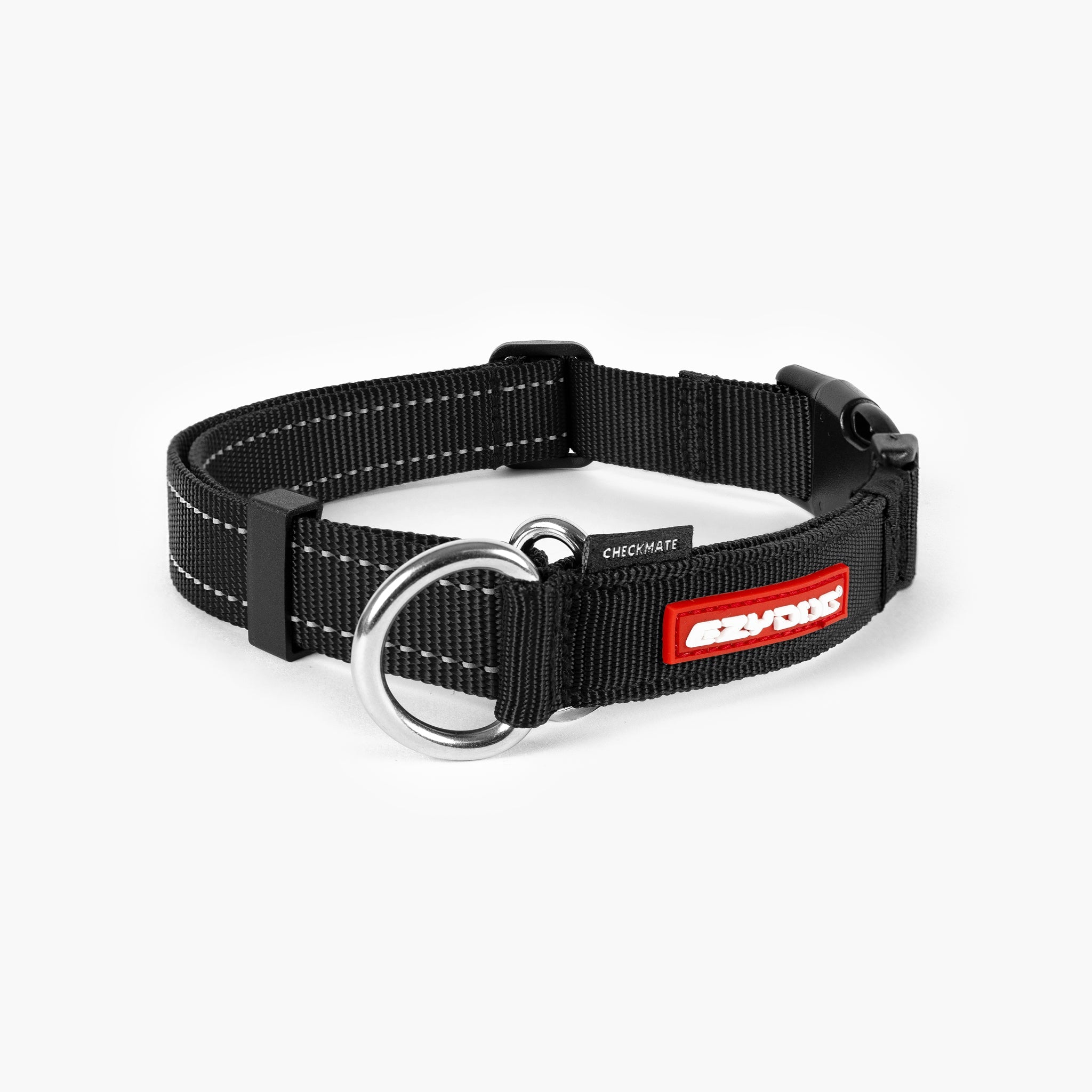 EzyDog Checkmate collar in black with a martingale-style design for training and control.