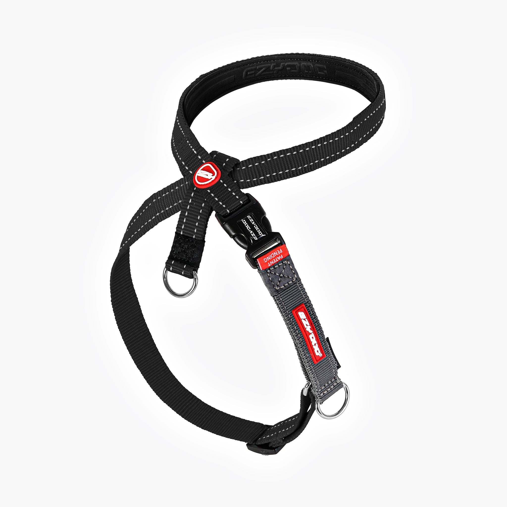 EzyDog Crosscheck harness in black, shown from the back angle.
