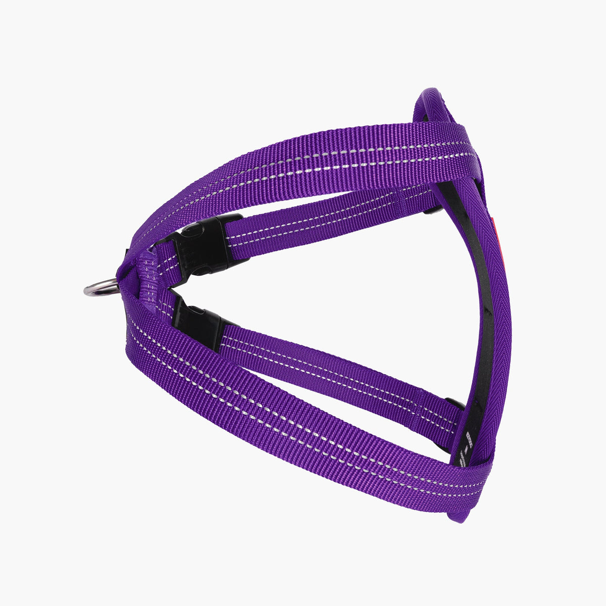 Purple dog harness on a white background