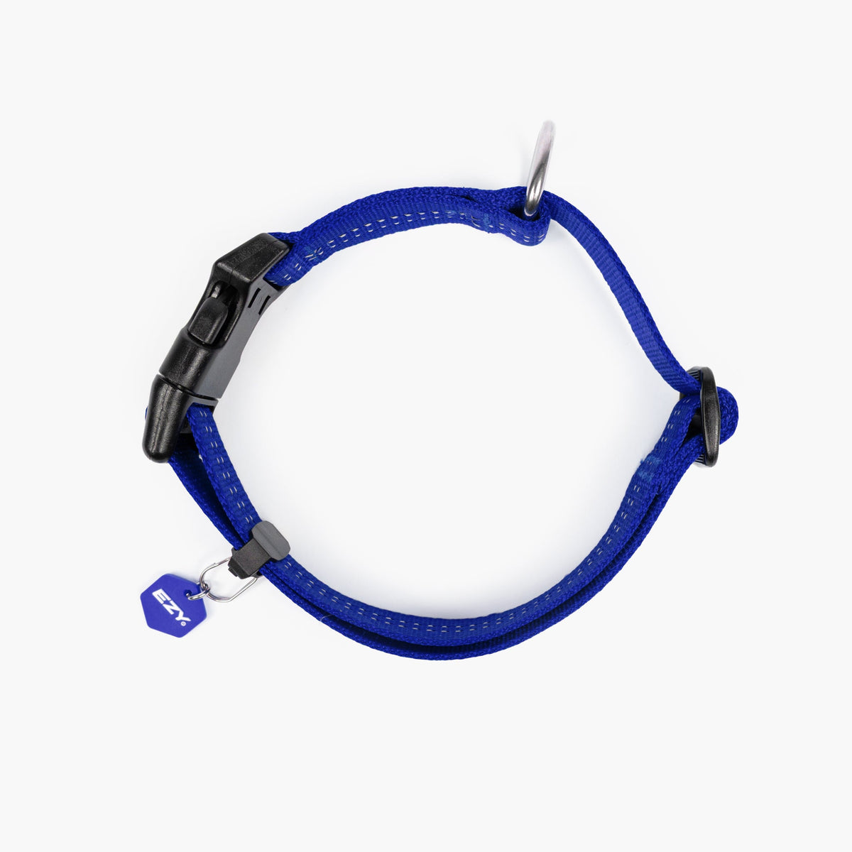 Blue dog collar on a white background
