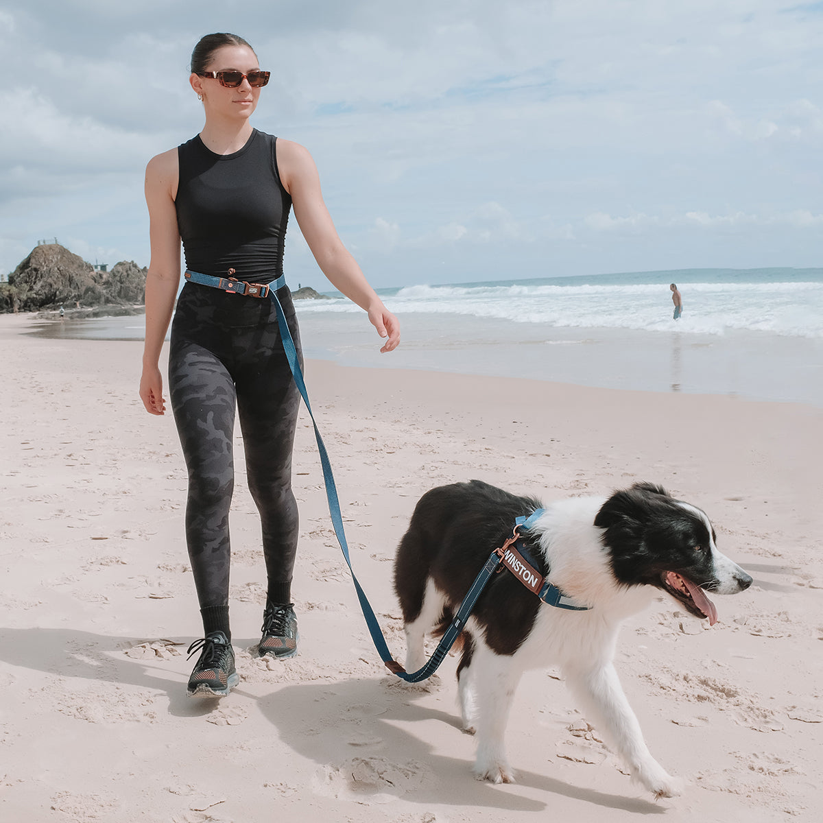 woman walking using Road Runner Leash