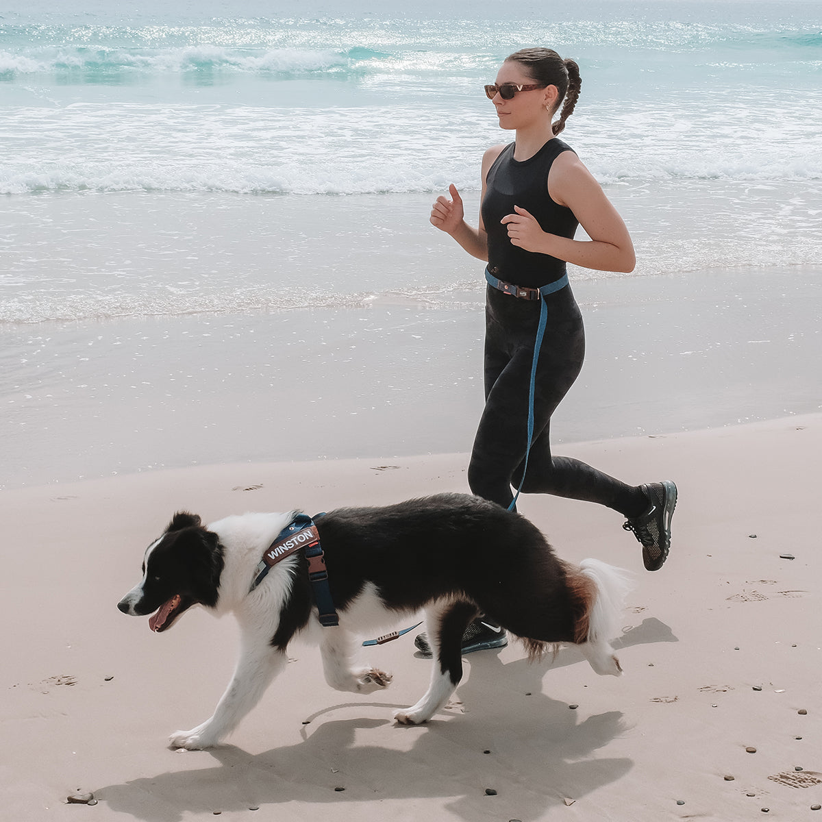 woman running with Road Runner Leash