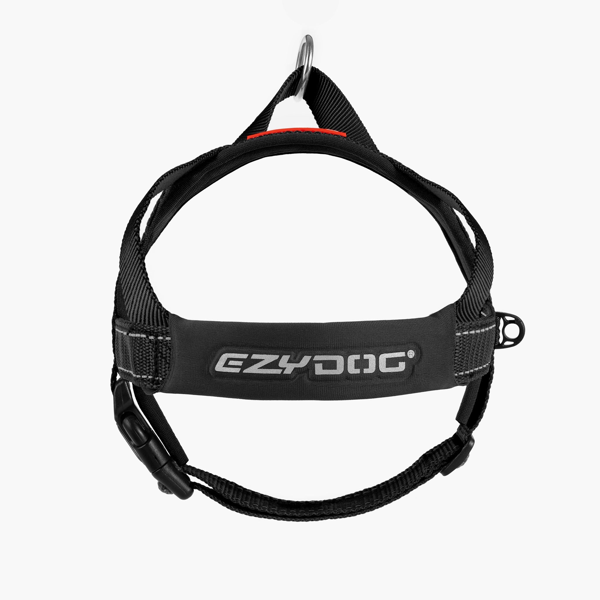 Front view of EzyDog Quick Fit Dog Harness in black – Easy Fit and Adjustable Harness for Dogs in NZ