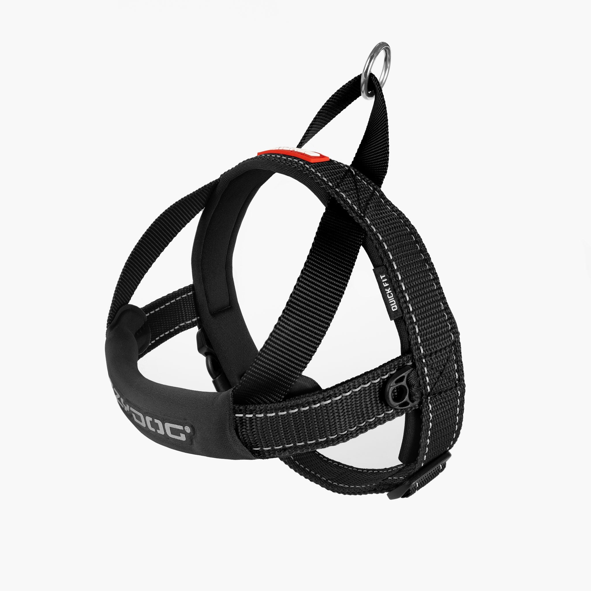 Front view of EzyDog Quick Fit Dog Harness in black – Easy Fit and Adjustable Harness for Dogs in NZ