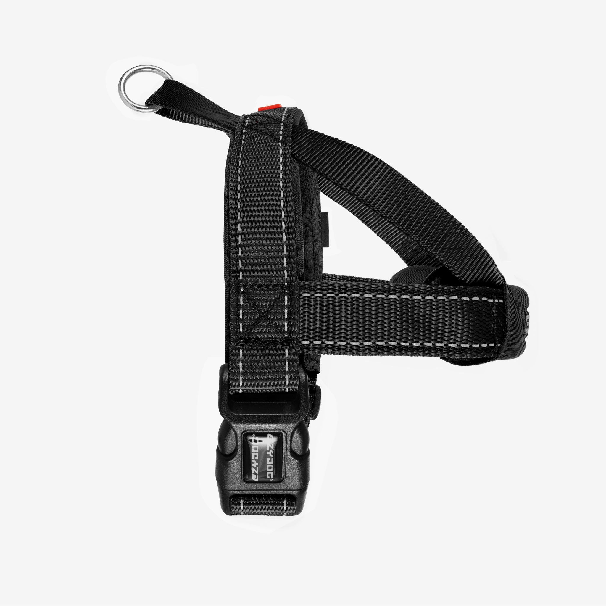RHS view of EzyDog Quick Fit Dog Harness in black – Easy Fit and Adjustable Harness for Dogs in NZ