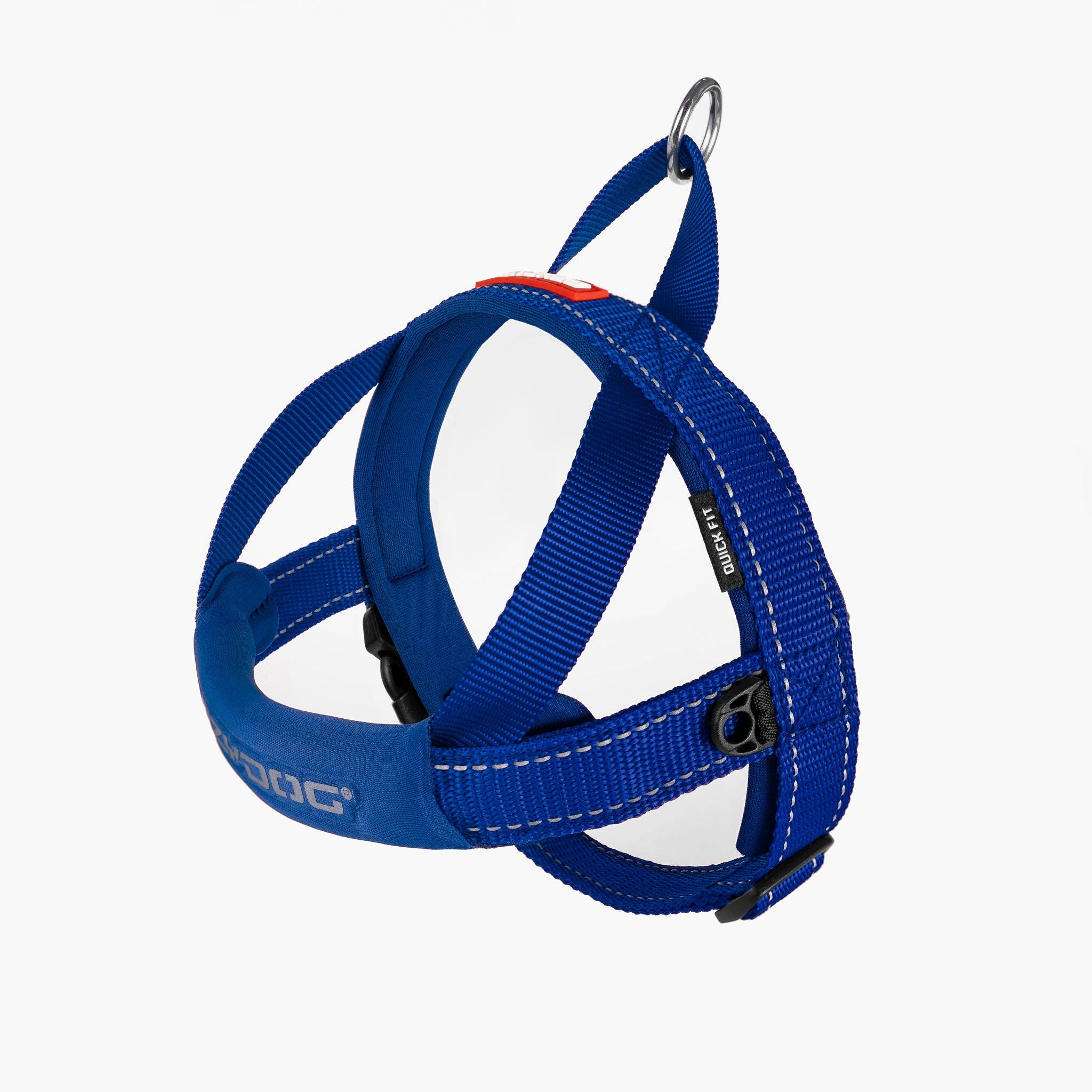 Front view of EzyDog Quick Fit Dog Harness in blue – Easy Fit and Adjustable Harness for Dogs in NZ