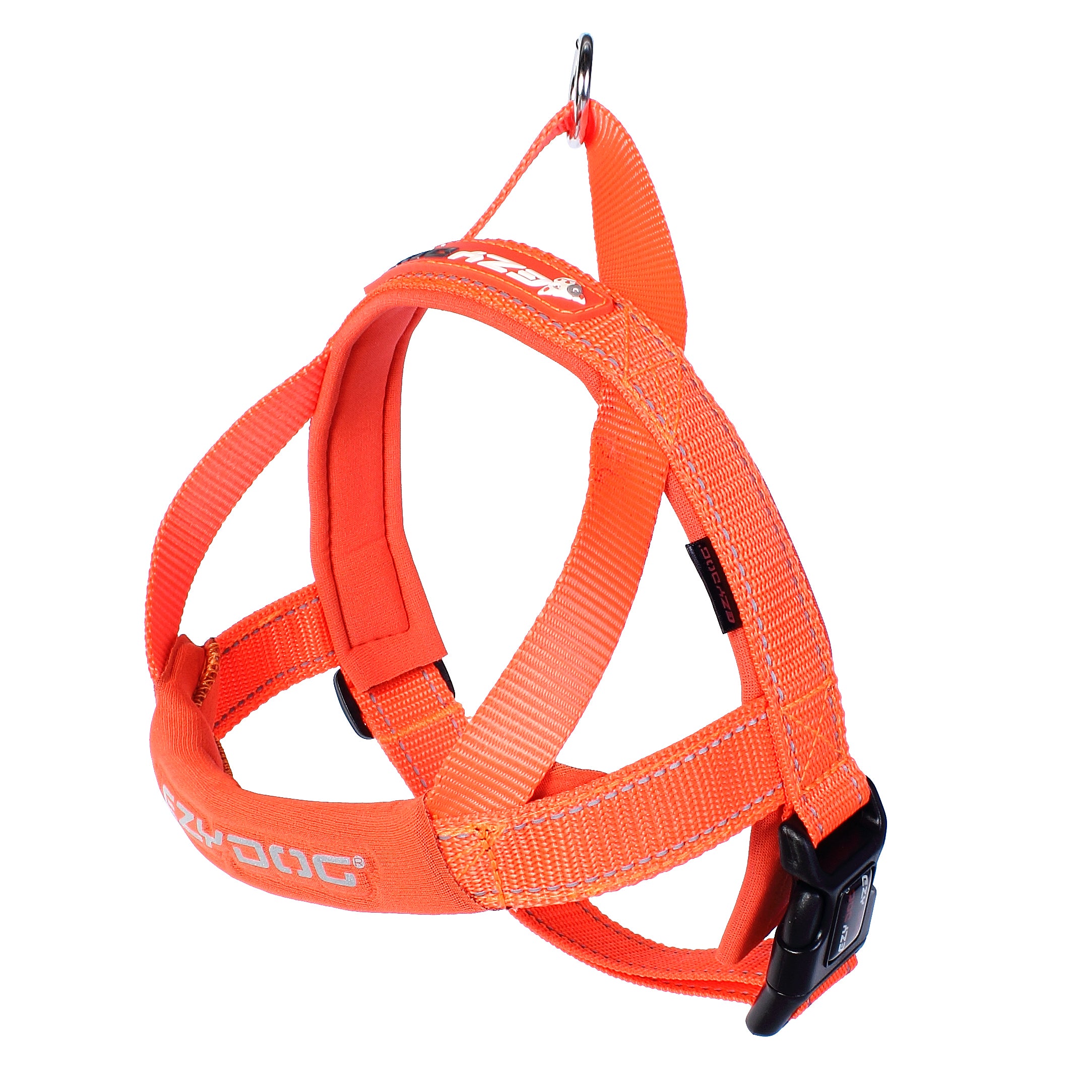 Side view of EzyDog Quick Fit Dog Harness in Orange – Easy Fit and Adjustable Harness for Dogs in NZ