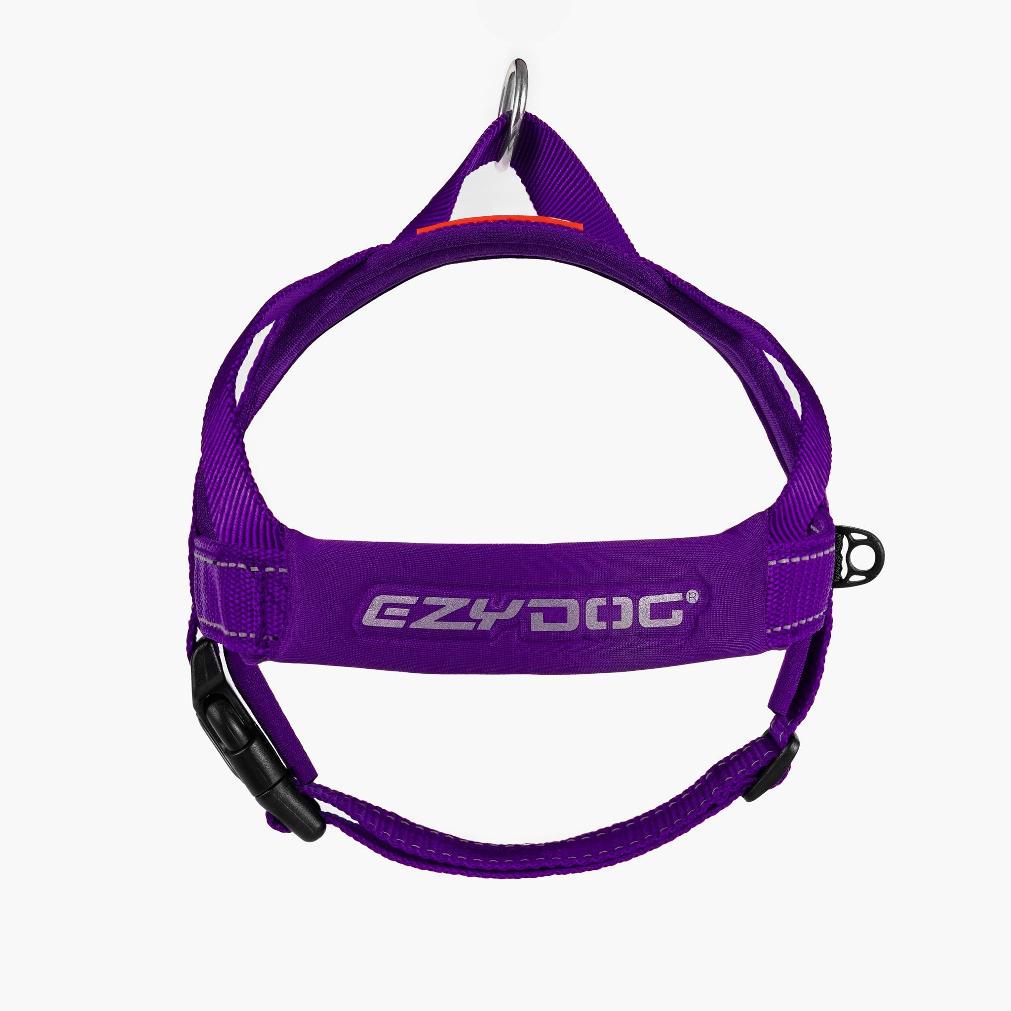 Front view of purple colored EzyDog Quick Fit Dog Harness – Easy Fit and Adjustable Harness for Dogs in NZ