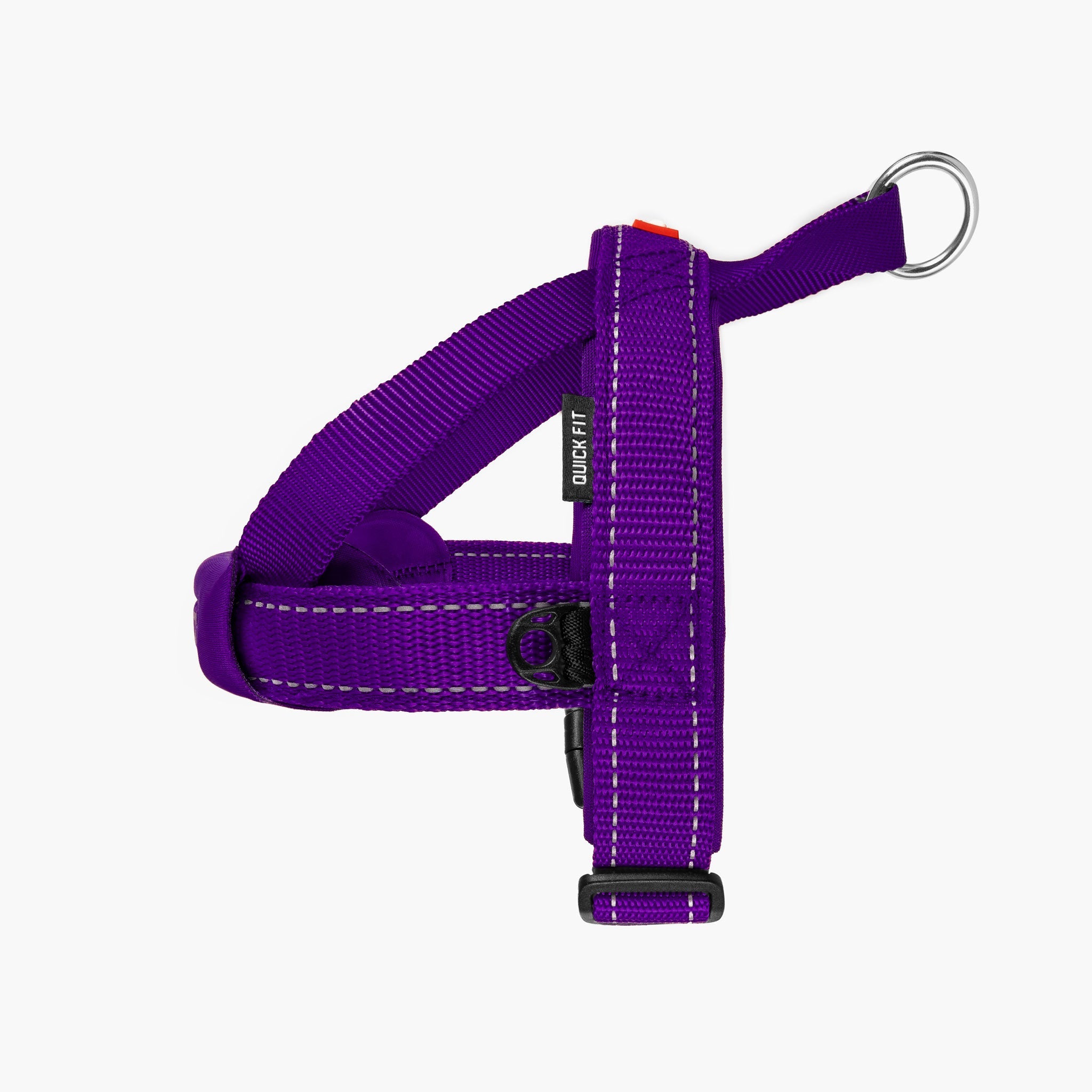 LHS view of purple colored EzyDog Quick Fit Dog Harness – Easy Fit and Adjustable Harness for Dogs in NZ