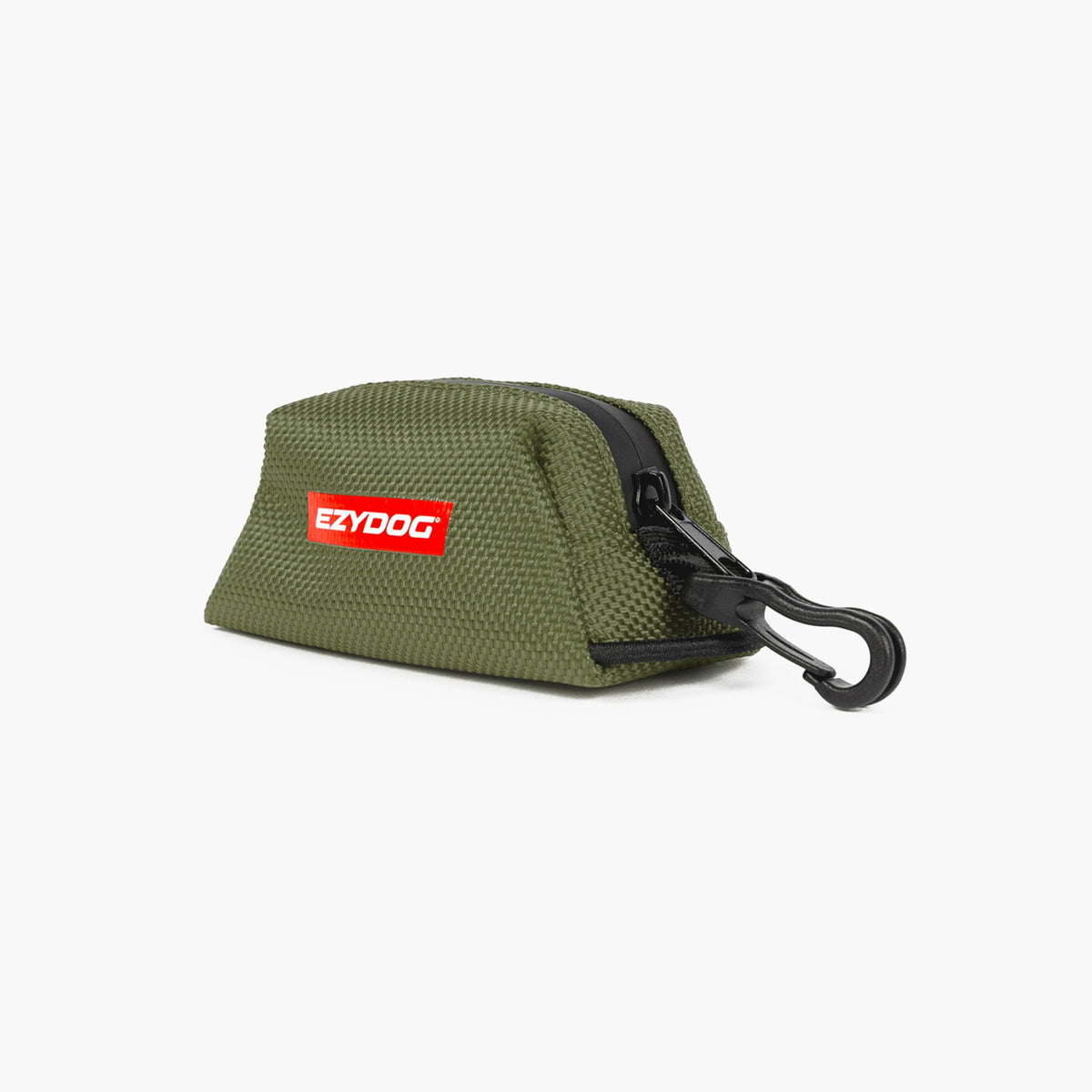 Green pouch with a black clip and EzyDog logo on a white background